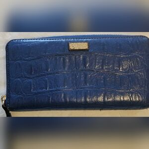 Kate Spade Blue Embossed Leather Wallet.